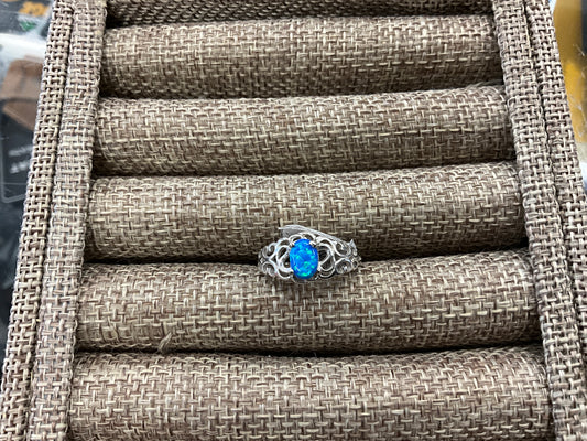 WHEELER SILVER BLUE OPAL RING- SRW198