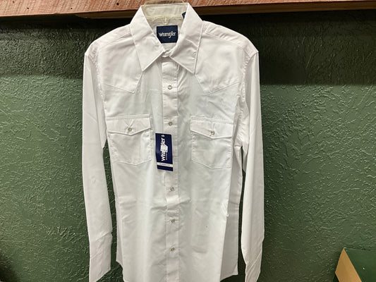 WRANGLER- MENS LSS WHT DRESS SHIRT-71105WH