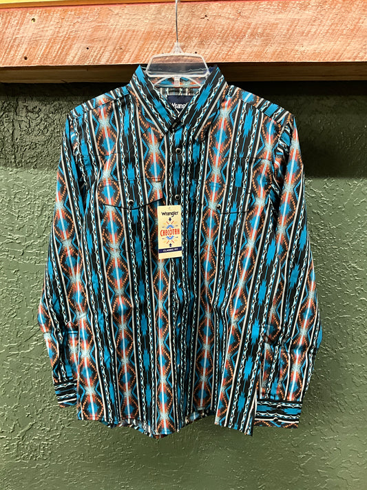 WRANGLER BOYS CHECOTAH LONG SLEEVE BUTTON UP- 112367720