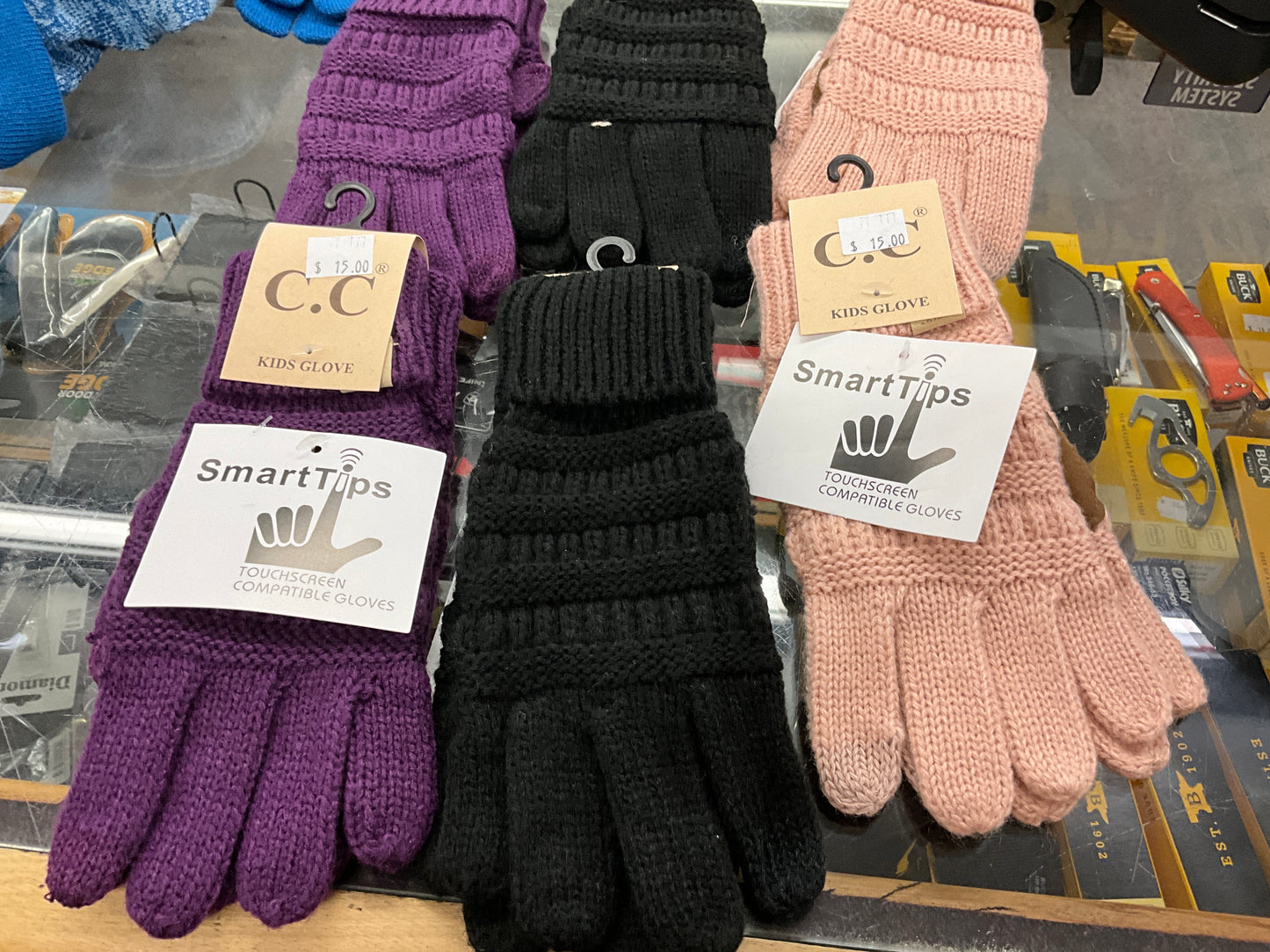 CC BEANIE-CABLE KNIT GLOVES- G-20KIDS