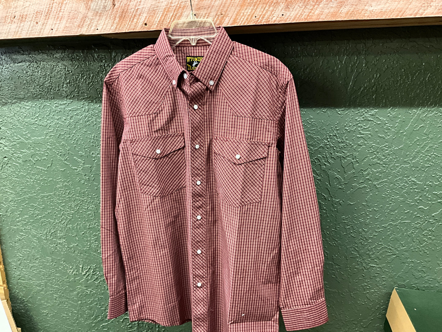 WY TRADERS-MENS LSS PLAID SHIRT- #14 RED/RUST