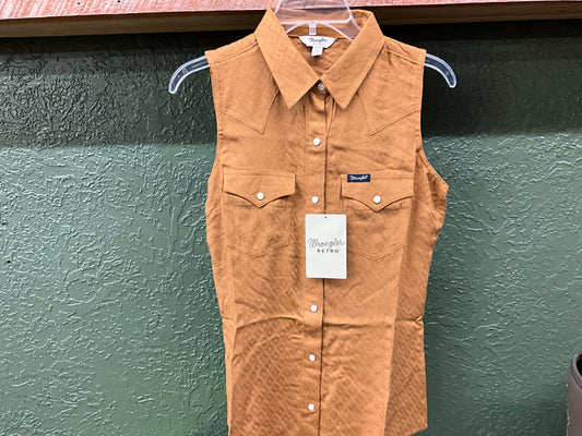 WRANGLER-LADIES SLEEVELESS SNAP SHIRT-112364719