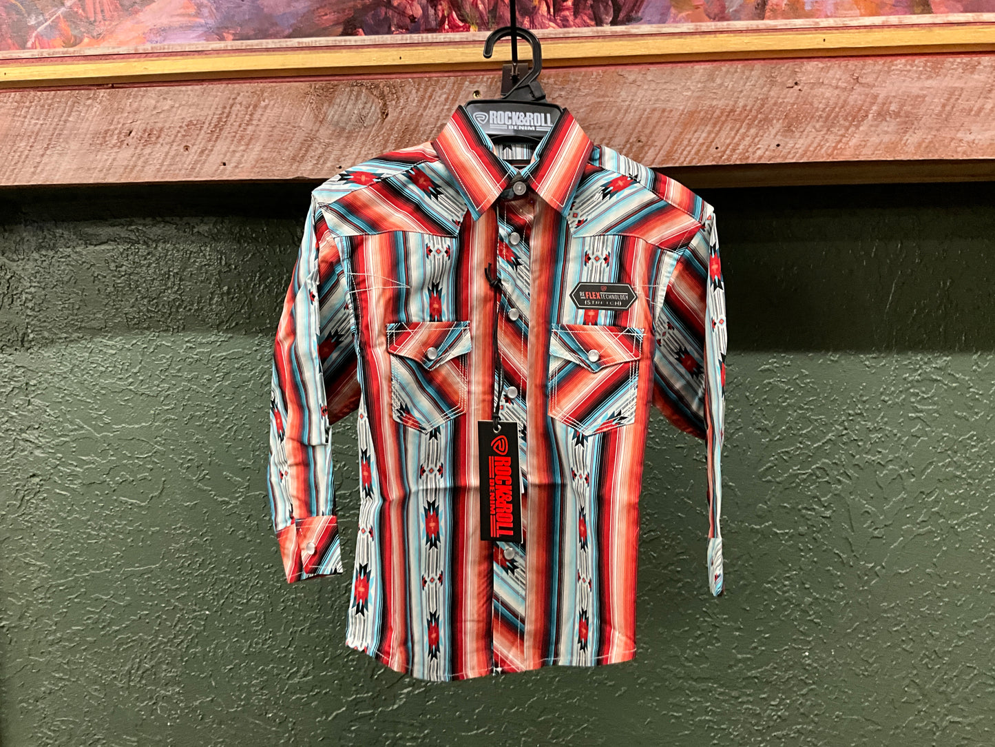 PANHANDLE BOYS AZTEC BUTTON-UP SHIRT - BBN2S05863