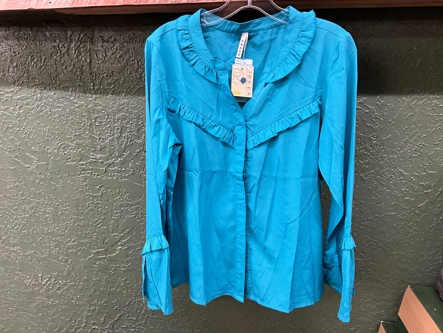Roper-LADIES BELL SLEEVE BUTTON BLOUSE- 03-050-0592-7084