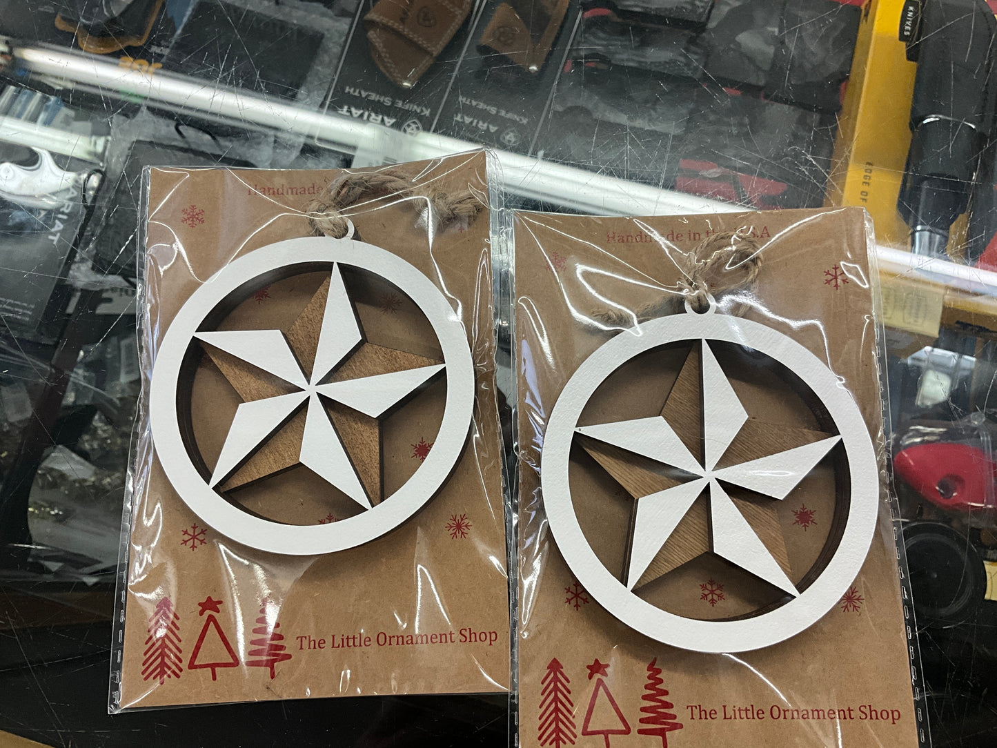 STAR CHRISTMAS ORNAMENT- WOOD- 12323