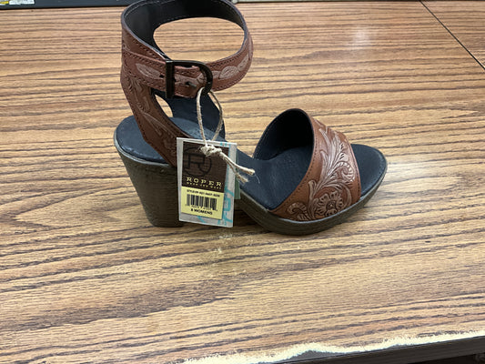 ROPER WOMEN'S TWO TONE TOOLED SANDAL WITH HEEL- 09-021-0607-3235