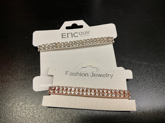 FAIRE- 2 ROW RHINESTONE BRACELET, ROSE GOLD/CLEAR- RCG02RGCL