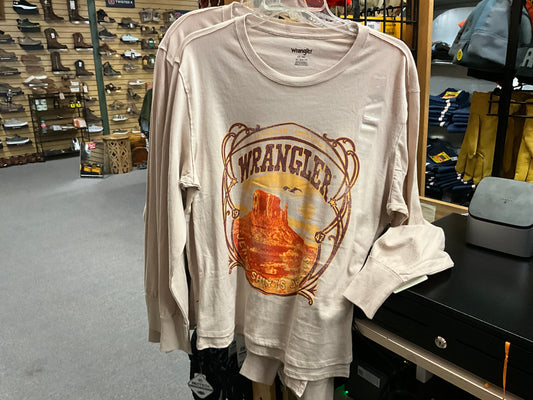 WRANGLER- LADIES LS TEE, W/BUTTES-112350108