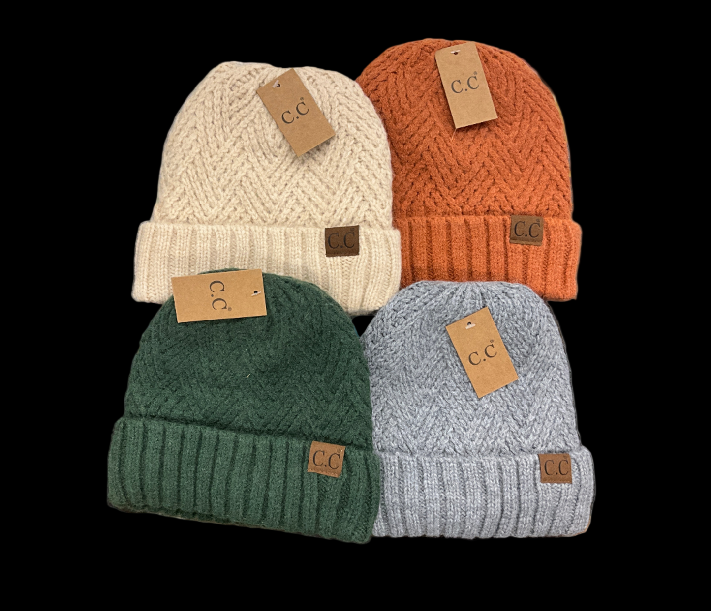 CC BEANIE FUZZY LINED CRISSCROSS KNIT