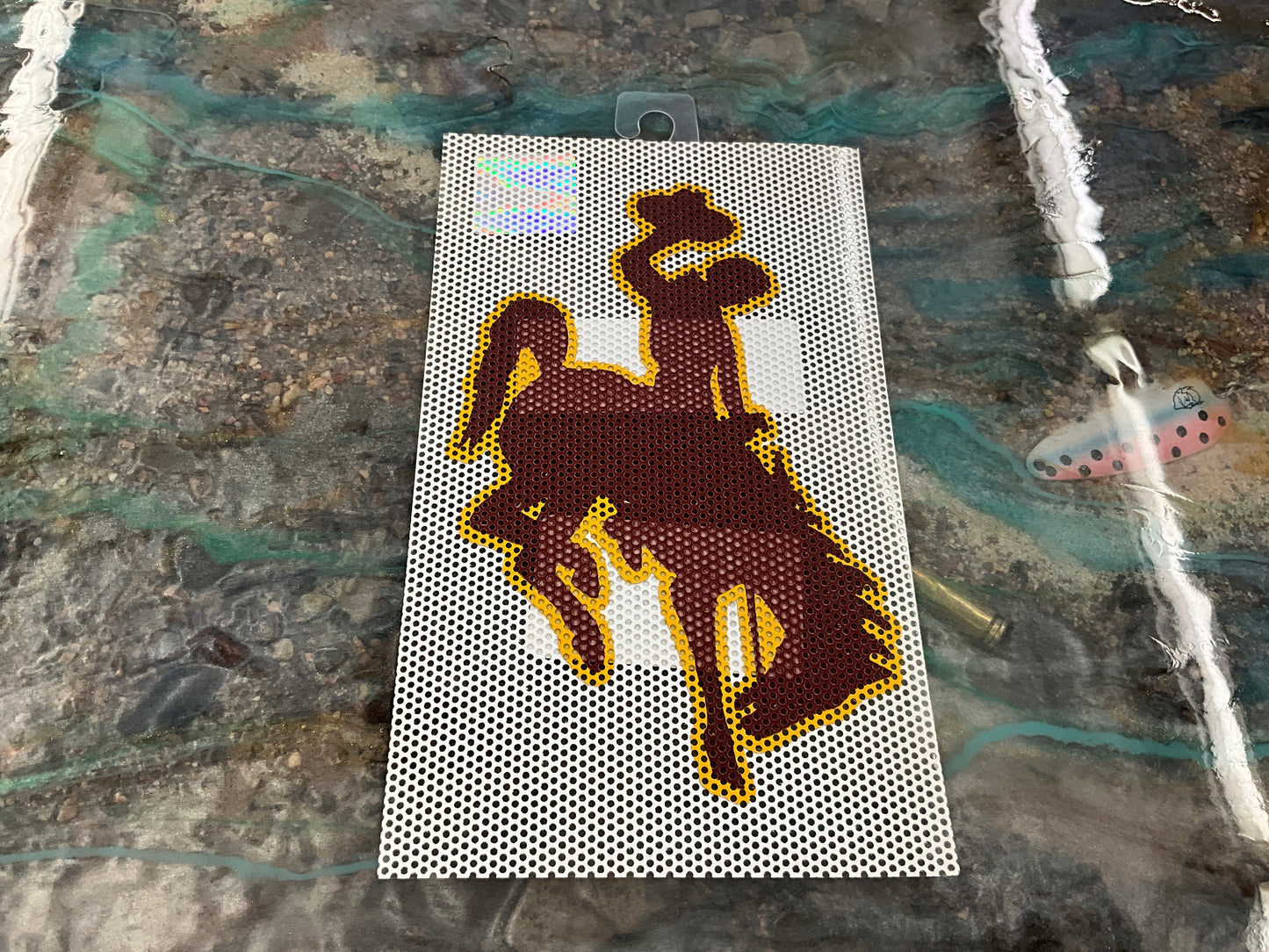 WY COWBOY BRONC MESH DECAL-6" - BG-P6