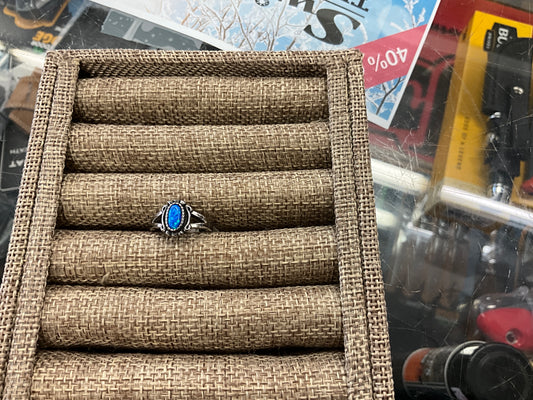 WHEELER SS OVAL BLUE OPAL RING-BO3117