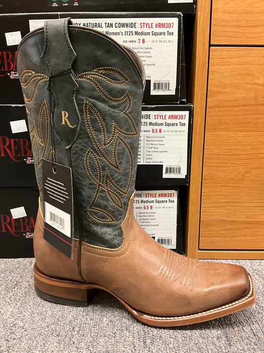 JUSTIN BOOTS-WOMENS, REBA SANDY/TAN SQ. TOE