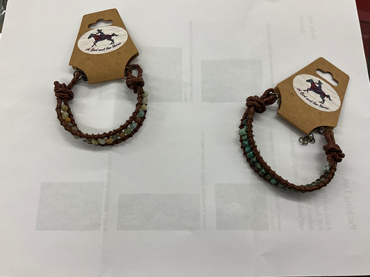 HOLLY-BRACELET, LEATHER CORD/BEADS-2673