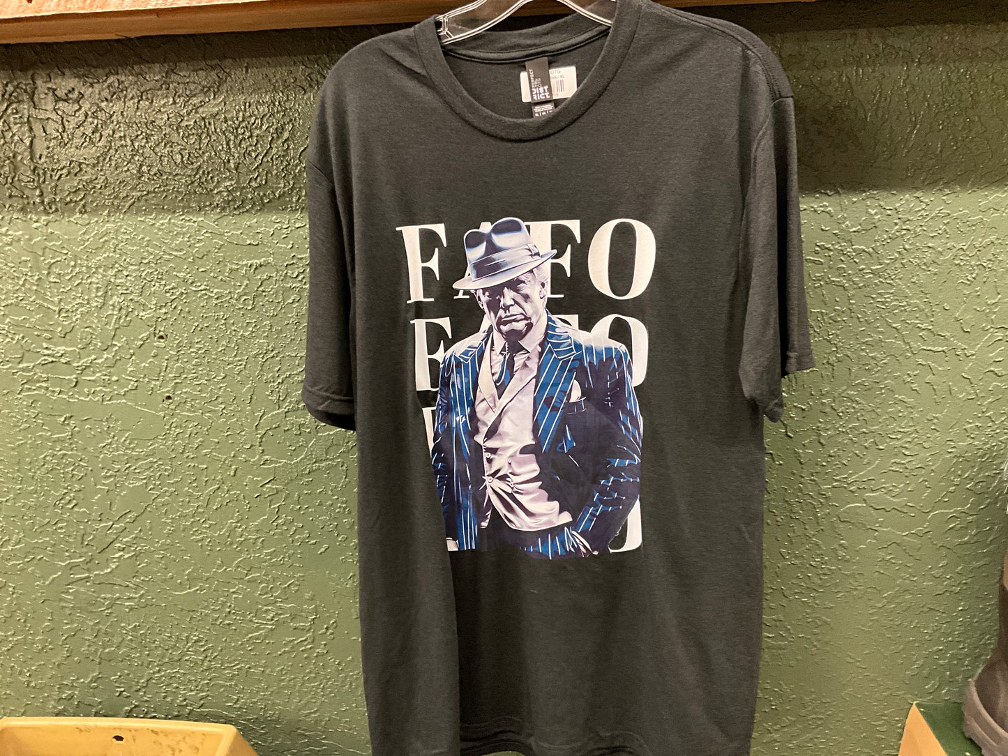 SWIFTWEAR- SS PERFECT TRI DTG TEE- DM130DTG- BLACK FROST- TRUMP/FAFO