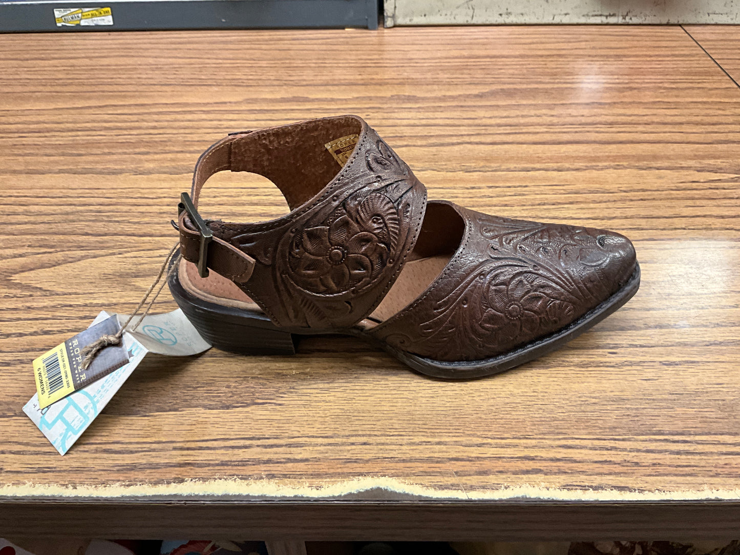 ROPER-WOMENS SANDAL- COGNAC/TOOLED- 09-021-0980-3305