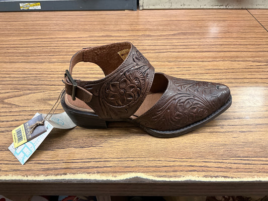 ROPER-WOMENS SANDAL- COGNAC/TOOLED- 09-021-0980-3305