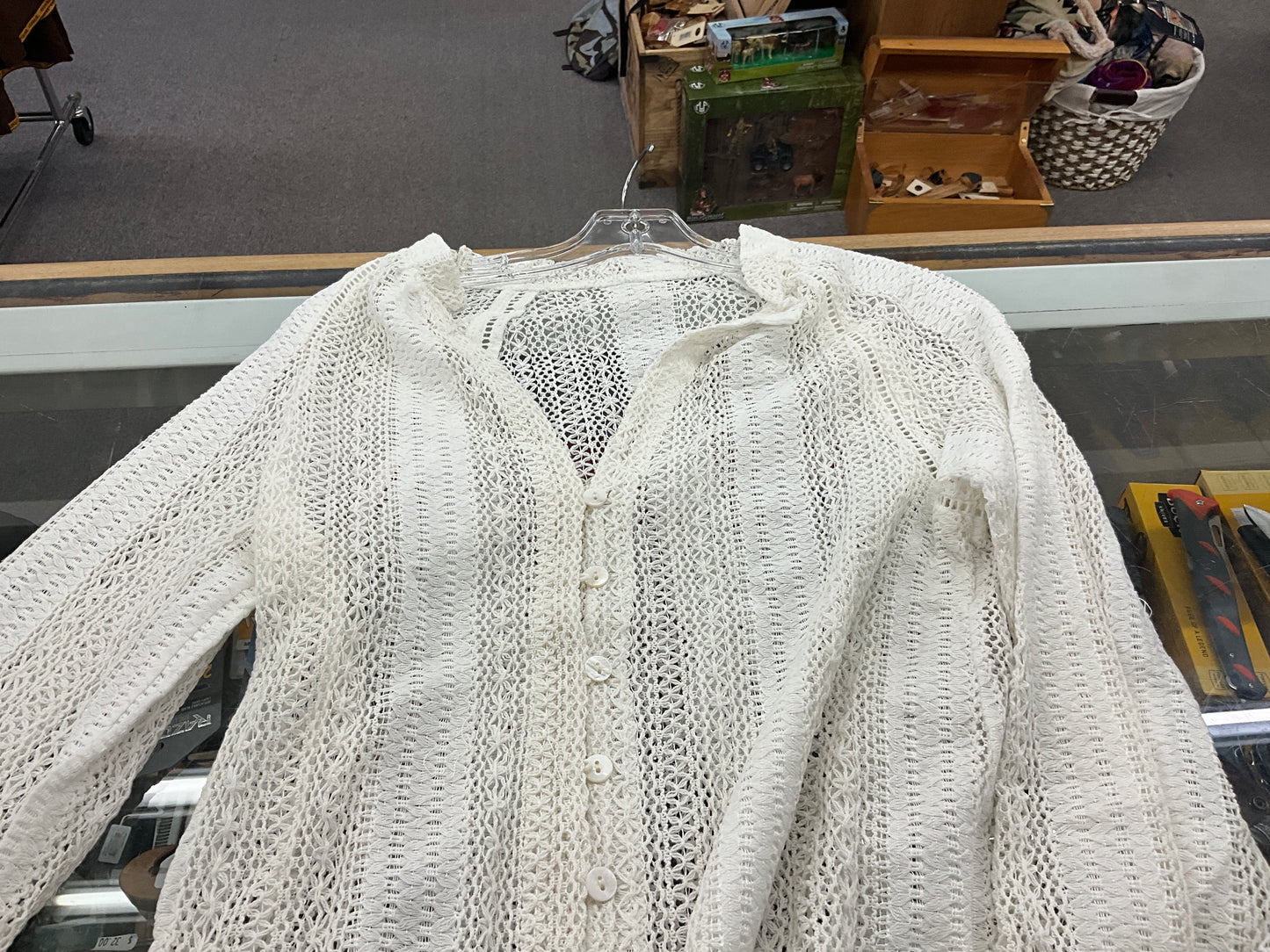 E.LUNA -Ladies Crochet Lace Button Up-TUMDL5180R