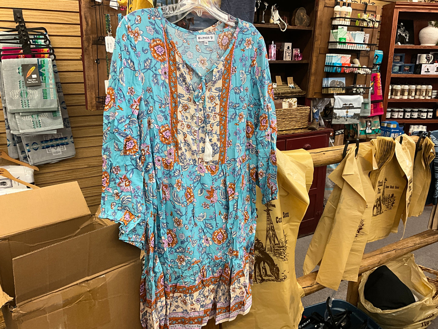 ELINGS—LONG SLEEVE FLORAL RUFFLED DRESS-167810