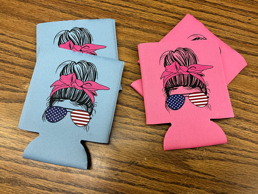 SWIFTWEAR Coozie Cold Drink Cooler. COO-USA-messy bun