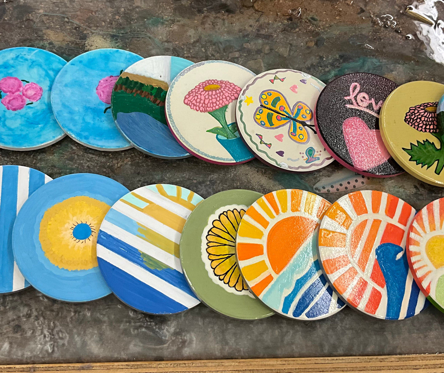 KB Individual Hand painted Ceramic Coaster