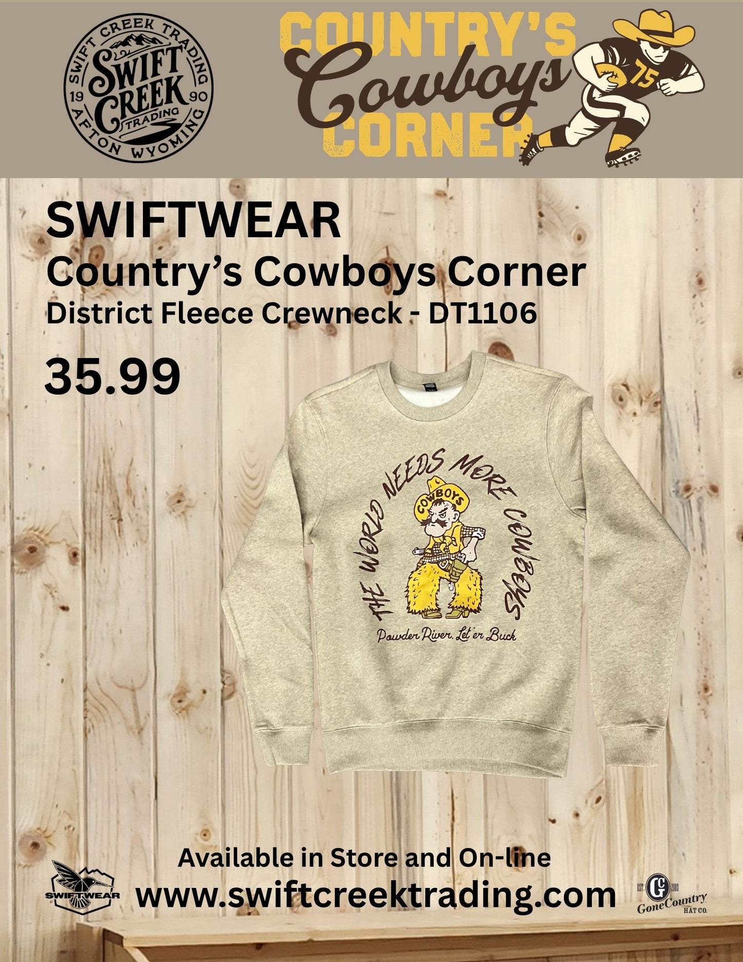 Country's Cowboys Corner - Fleece Crewneck - Pistol Pete Graphic - CCC-DT1106-PP-