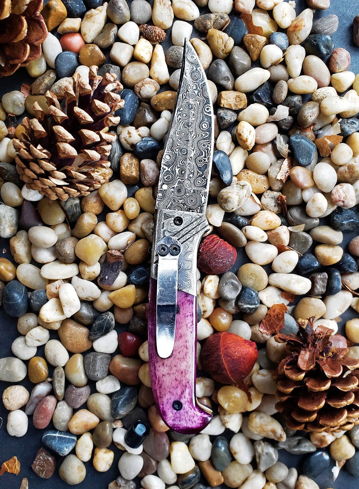 Titan Classico Viola- Raindrop Damascus Folding Blade/ EDC/-TF-002