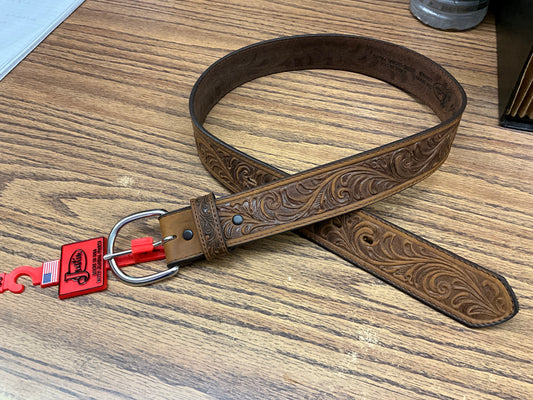 JUSTIN BELT- WESTERN SCROLL-BRN-53909