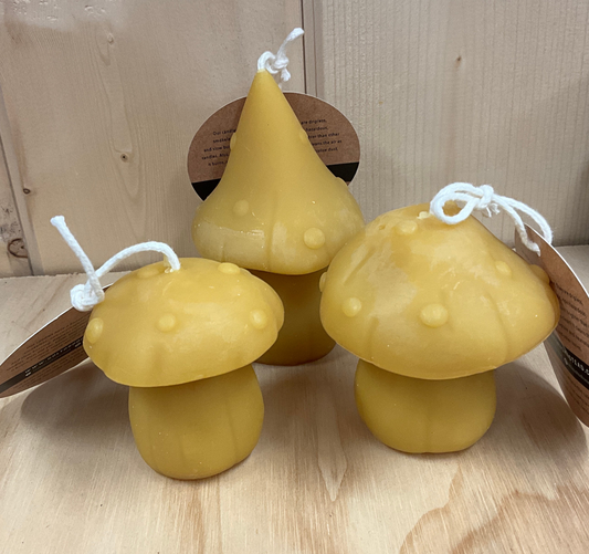 Faire-Pure Beeswax Mushroom Candle- 3”