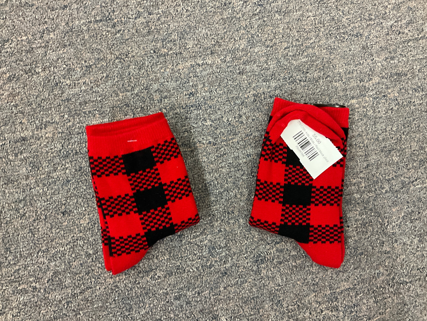 FAIRE-CREW SOCKS, RD/BLK PLAID-2088395