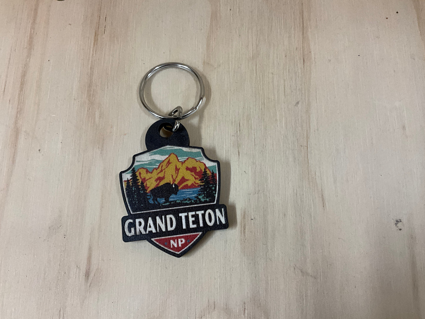 G54-WOODEN KEY CHAIN- “GRAND TETON”-08225