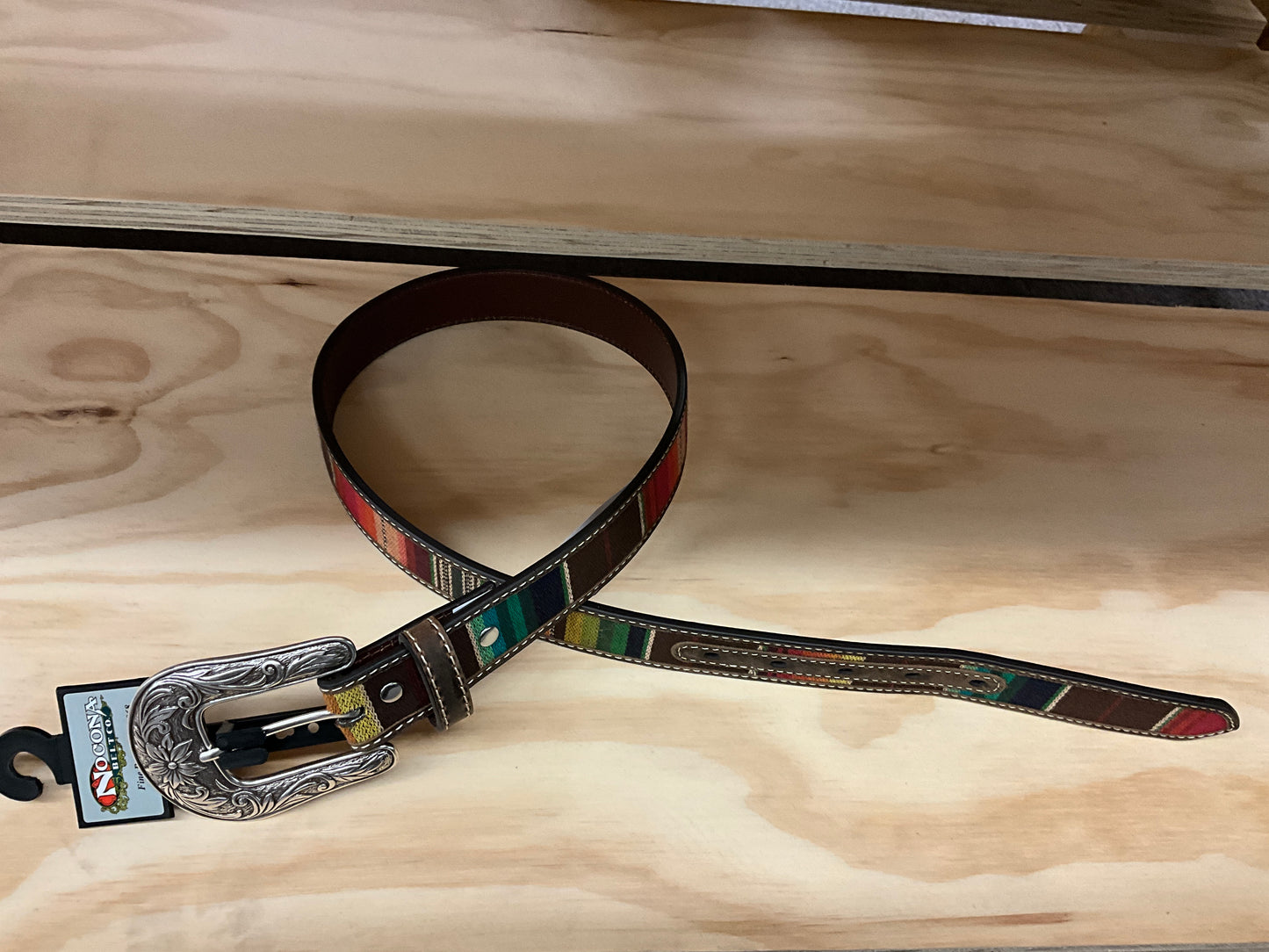 NOCONA BELT-BROWN WITH AZTEC COLORING - N4440797