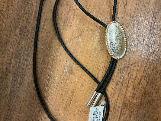 DOUBLE SS- BOLO TIE - Silver & Gold Embossed - C10850