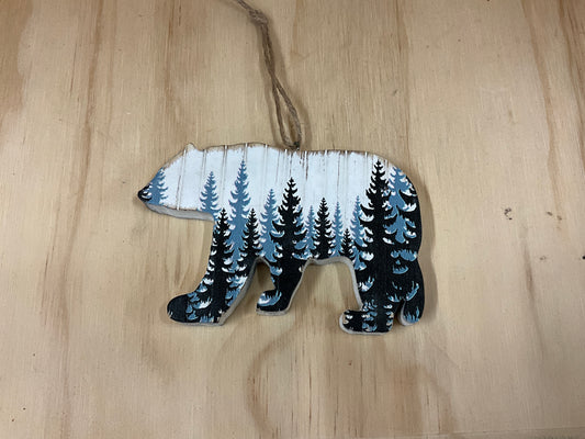 PAWNEE BILLS- WOODEN BEAR ORNAMENT- BO-SB