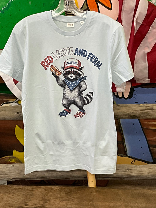 SWIFTWEAR - “Red, White and Feral” Racoon T-Shirt - SW-RWF-
