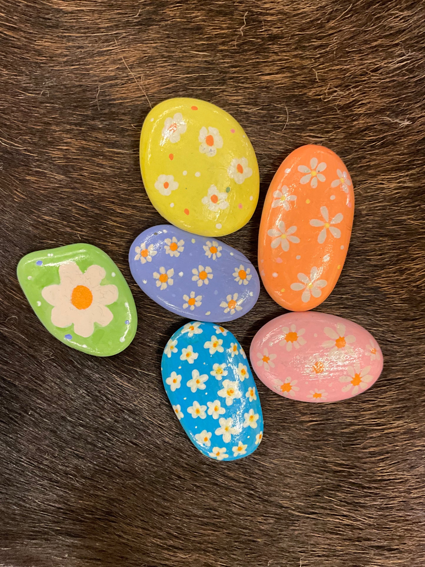 KB Handpainted Rock - Pastel Floral