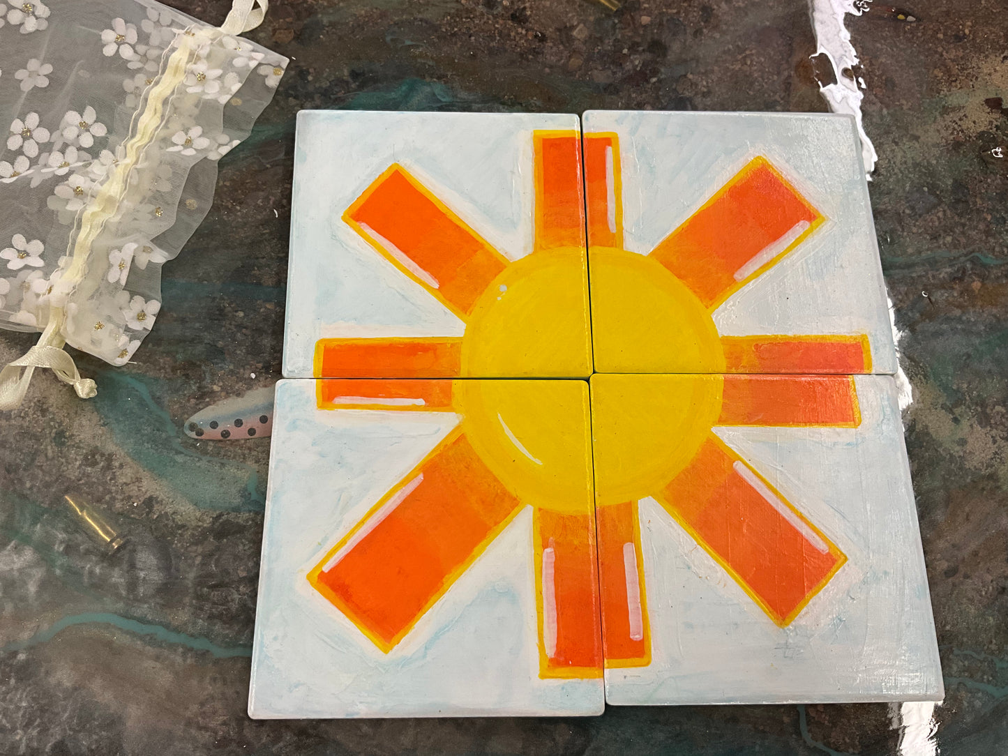 KB 4-Peice Hand painted Ceramic Coaster Set - Square KB-003