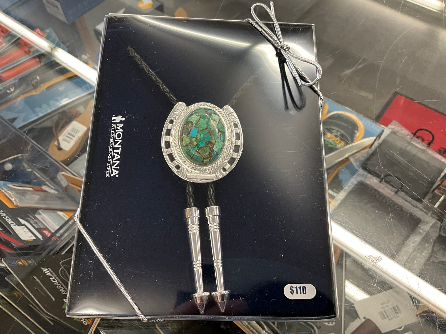 MONTANA SILVER- HORSESHOE TURQ BOLO- BT150