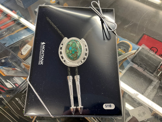 MONTANA SILVER- HORSESHOE TURQ BOLO- BT150