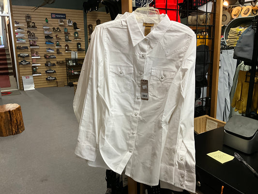 WRANGLER-LADIES LSS WHITE DRESS SHIRT-LW1001W