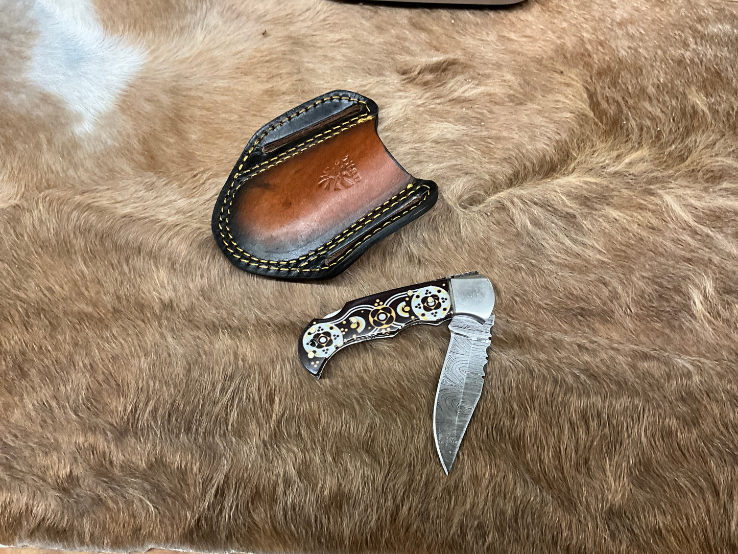 TITAN INT-HAND FORGED DAMASCUS FOLDING KNIFE-TK-481