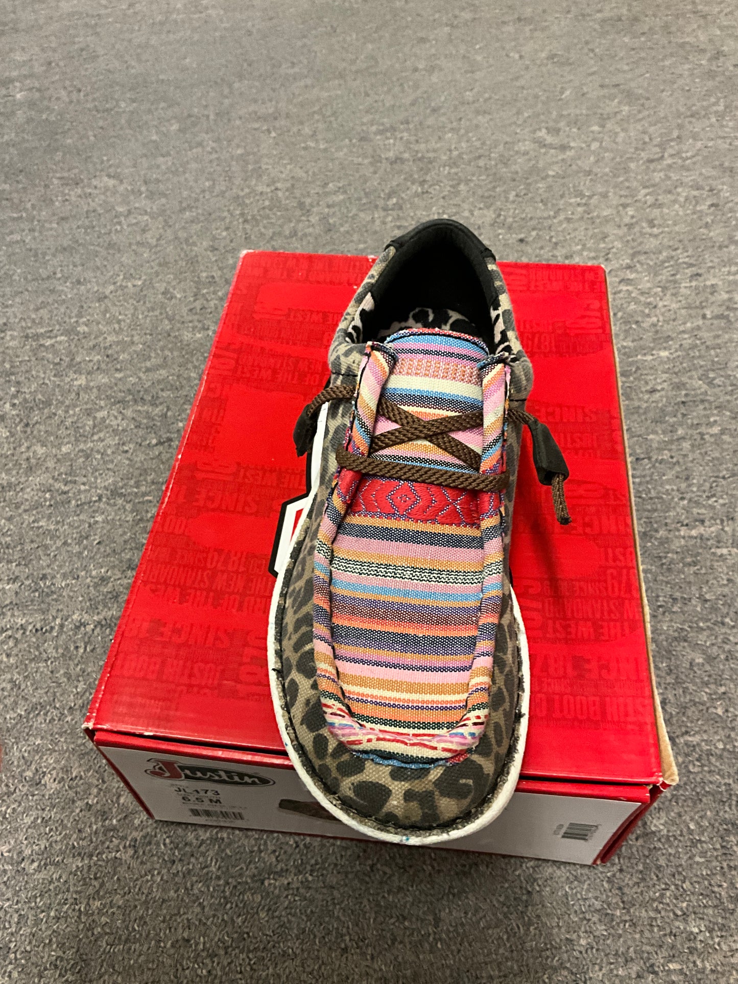 JUSTIN BOOT-WOMENS HAZER, LEOPARD/MULTI STRIPE