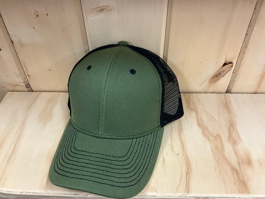 SWIFTWEAR- SNAPBACK TRUCKER CAP- C402, OLIVE GRN/BLACK