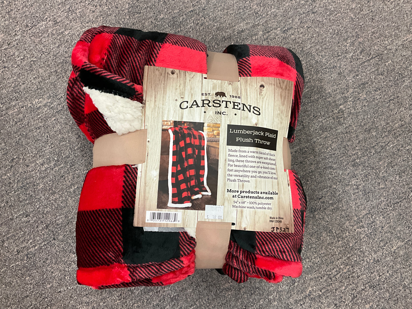 CARSTENS- LUMBERJACK PLAID PLUSH THROW-JP527