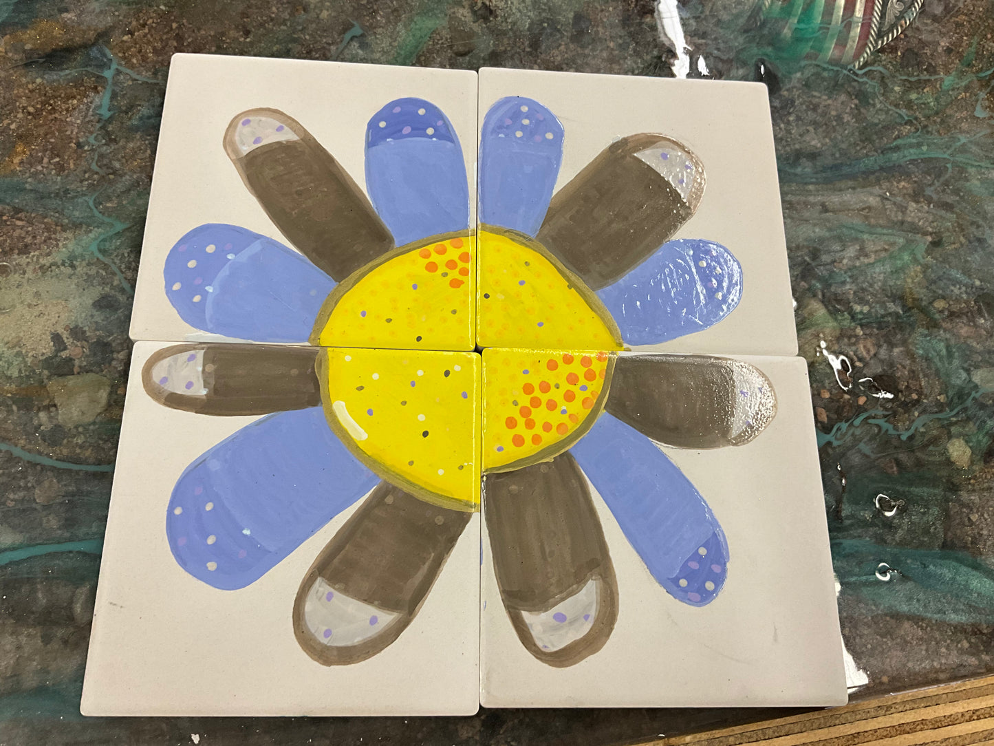 KB 4-Peice Hand painted Ceramic Coaster Set - Square KB-003
