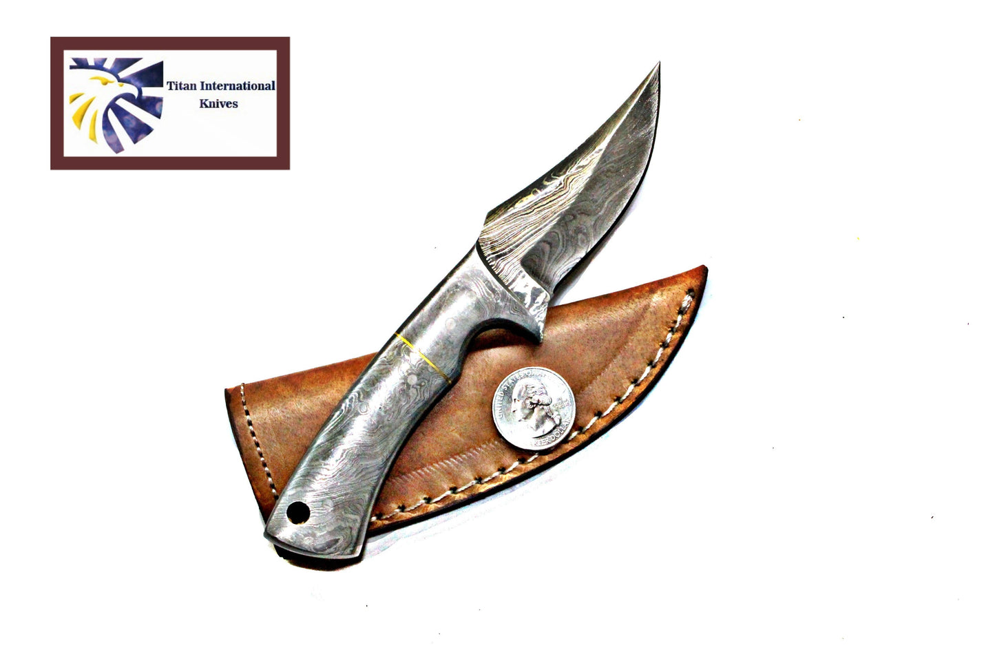 TITAN INT-SOLID DAMASCUS KNIFE W/SHEATH-TDK-021