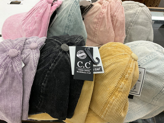 C.C. BEANIE-CRISS CROSS BALL CAP, CORDUROY-BT-1014