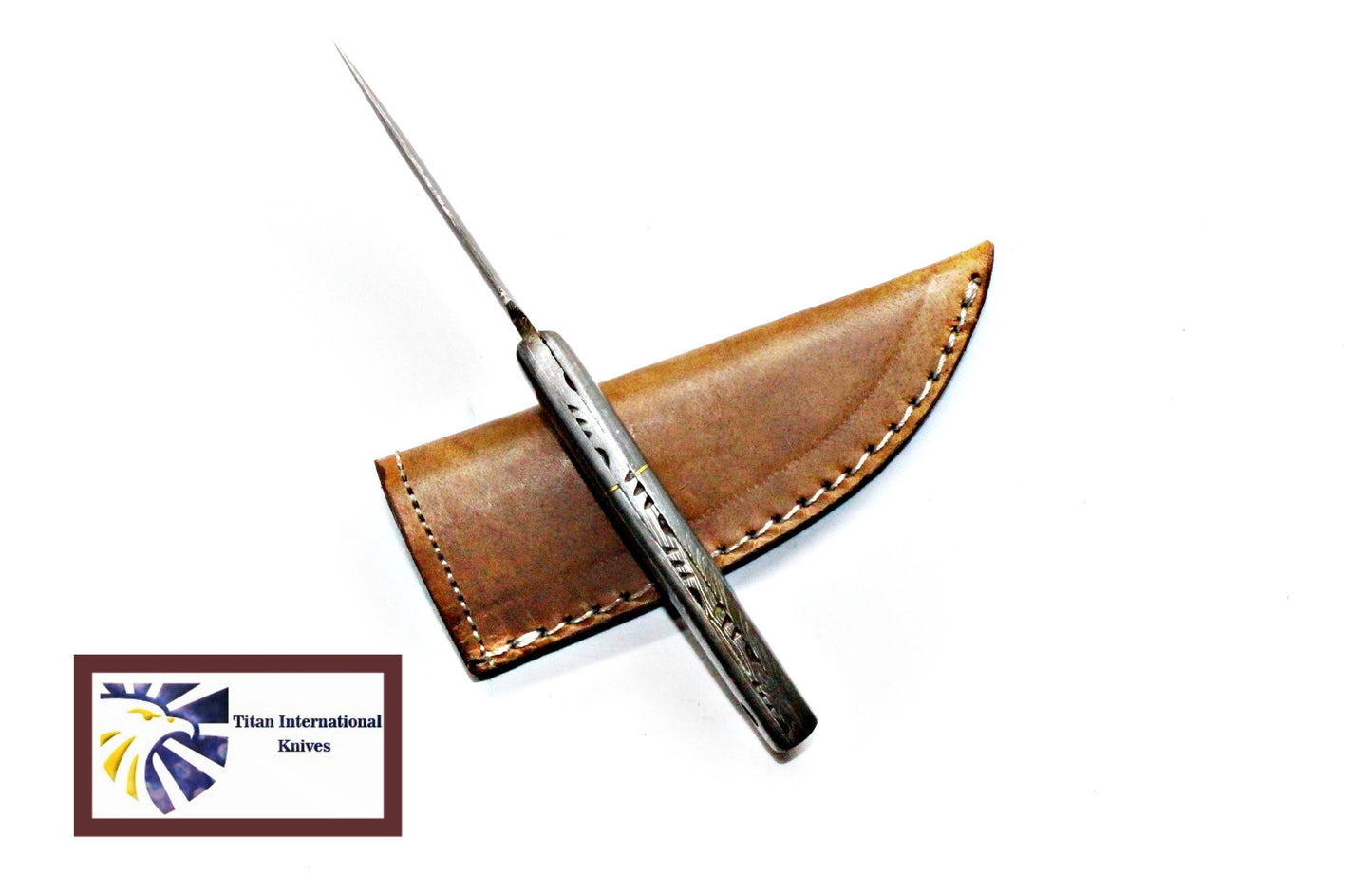 TITAN INT-SOLID DAMASCUS KNIFE W/SHEATH-TDK-021