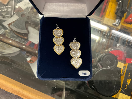 MONTANA SILVER-TRIPLE HEART DANGLE EARRINGS-ER6061