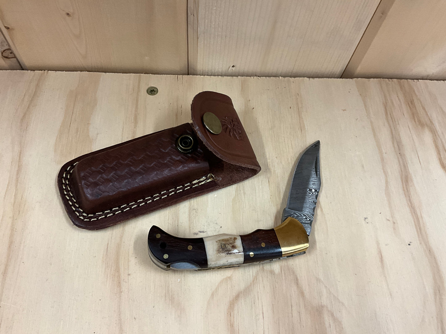 TITAN INT’- WOOD/STAG POCKET KNIFE-TF-019