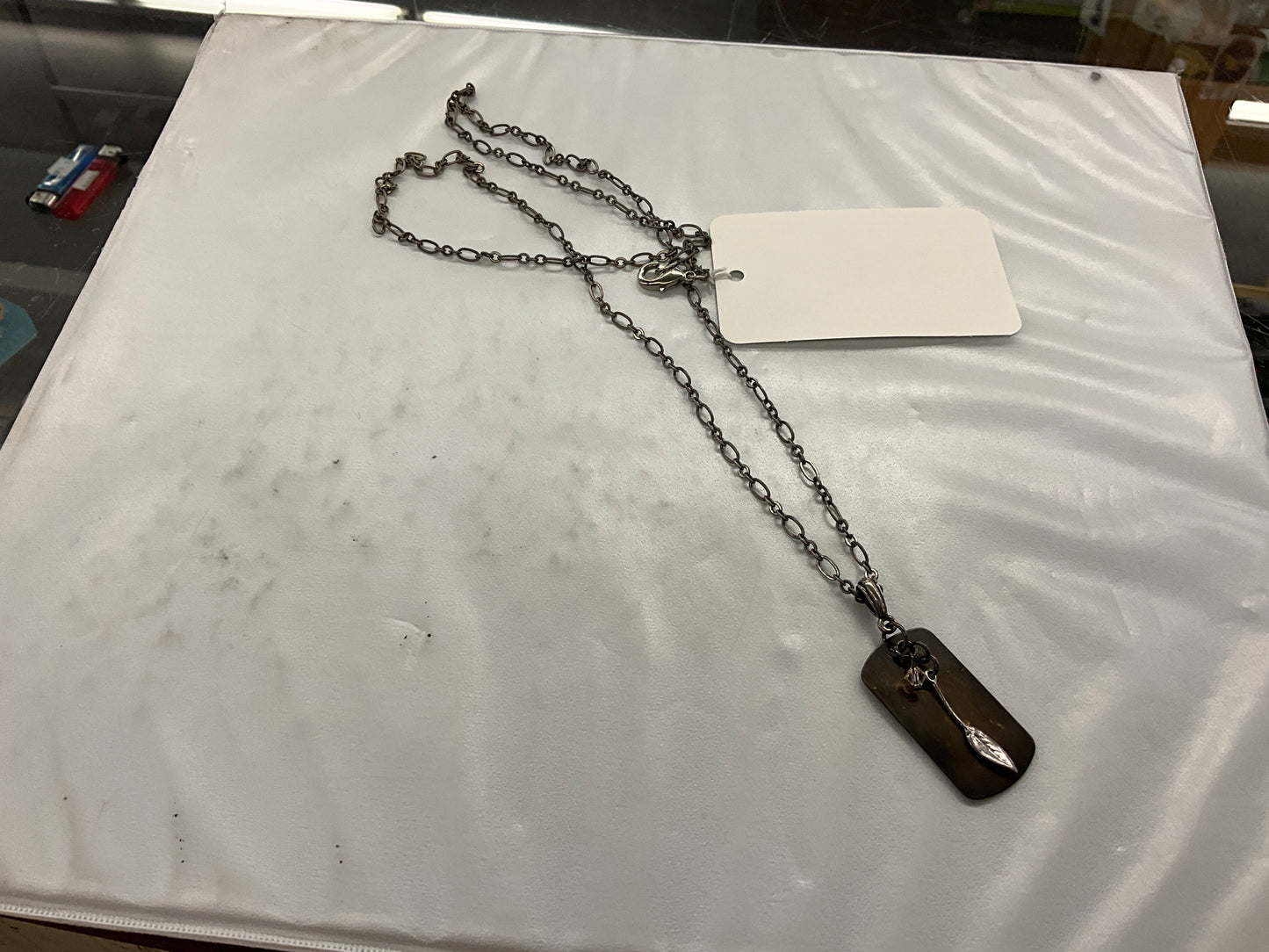COOL WATER- NECKLACE, LEAF "DOG TAG"-NC145-131